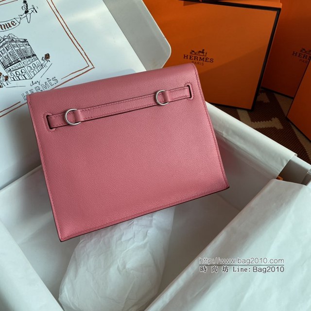 Hermes女包 愛馬仕Kelly DanSe包 唇膏粉金銀扣 evercolor皮 進口密蠟線全手工 Hermes跳舞包  tdh2207